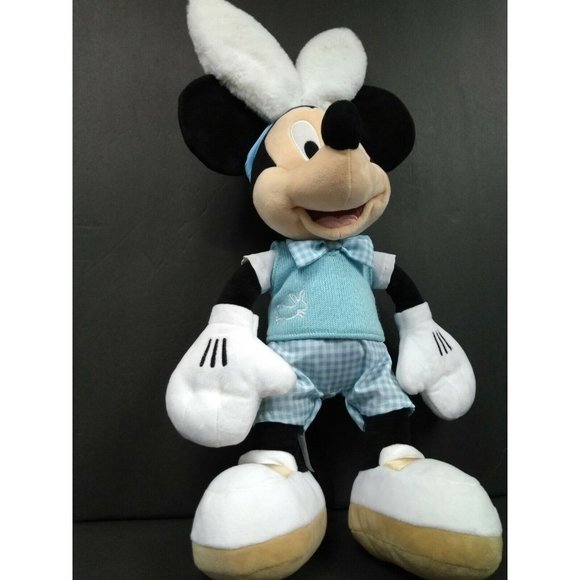 Disney Store 18" Easter Minnie Mouse Bunny Ears & Rabbit Sweater Stuffed Animal - Picture 1 of 9